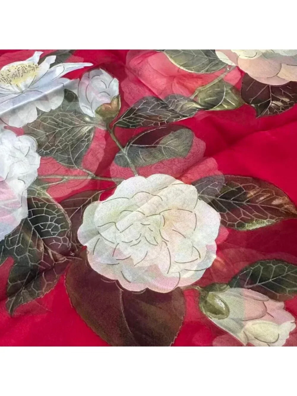 Chanel Scarf Silk Extra Large Camellia Pattern